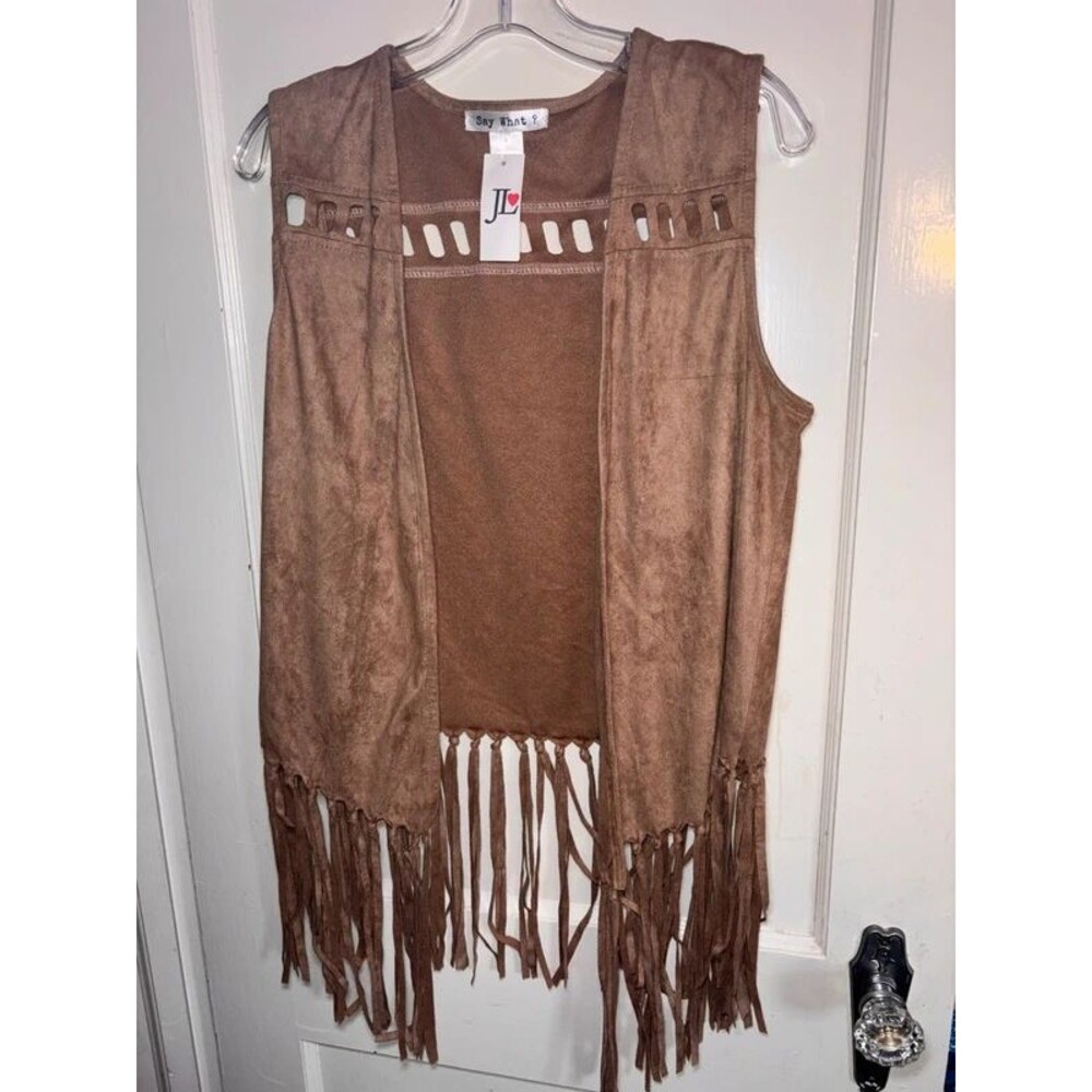 Y2K era vintage BoHo western light sleeveless fringe cardigan women’s medium